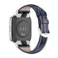 For Redmi Watch 3 Mijobs Genuine Leather Slim Watch Band(Blue Silver)