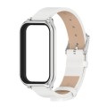For Redmi Band 2 Mijobs Metal Shell Microfiber PU Leather Watch Band(White Silver)