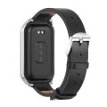 For Redmi Band 2 Mijobs Metal Shell Microfiber PU Leather Watch Band(Black Silver)
