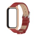 For Redmi Band 2 Mijobs Metal Shell Microfiber PU Leather Watch Band(Red Rose Gold)