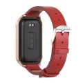 For Redmi Band 2 Mijobs Metal Shell Microfiber PU Leather Watch Band(Red Rose Gold)