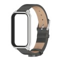 For Redmi Band 2 Mijobs Metal Shell Microfiber PU Leather Watch Band(Grey Silver)