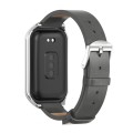 For Redmi Band 2 Mijobs Metal Shell Microfiber PU Leather Watch Band(Grey Silver)