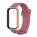 For Redmi Band 2 Mijobs Metal Shell Silicone Watch Band(Wine Red Rose Gold)