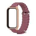 For Redmi Band 2 Mijobs Metal Shell Ocean Silicone Watch Band(Wine Red Rose Gold)