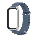 For Redmi Band 2 Mijobs Metal Shell Ocean Silicone Watch Band(Dark Blue Silver)