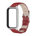 For Redmi Band 2 Mijobs Metal Shell Genuine Leather Watch Band(Red Silver)