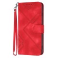 For OnePlus 12 Line Pattern Skin Feel Leather Phone Case(Red)