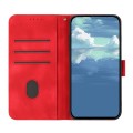 For OnePlus 12 Line Pattern Skin Feel Leather Phone Case(Red)