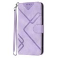 For OnePlus 12 Line Pattern Skin Feel Leather Phone Case(Light Purple)