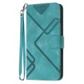 For OnePlus 12 Line Pattern Skin Feel Leather Phone Case(Light Blue)
