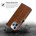 For OPPO Reno11 F 5G Geometric Stitching Leather Phone Case(Light Brown)