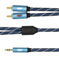 EMK 3.5mm Jack Male to 2 x RCA Male Gold Plated Connector Speaker Audio Cable, Cable Length:1.5m(Dar