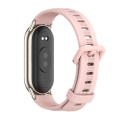 For Xiaomi Mi Band 8 Mijobs Flat Hole Breathable Silicone Watch Band(Pink+Light Gold)