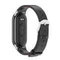 For Xiaomi Mi Band 8 Mijobs Microfiber PU Leather Watch Band(Black Silver)