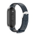 For Xiaomi Mi Band 8 Mijobs Microfiber PU Leather Watch Band(Blue Silver)