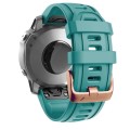 For Garmin Fenix 7S / 6S Pro / 5S Plus 20mm Rose Gold Buckle Silicone Watch Band(Blue Green)