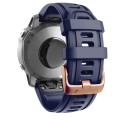 For Garmin Fenix 7S / 6S Pro / 5S Plus 20mm Rose Gold Buckle Silicone Watch Band(Dark Blue)
