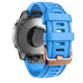 For Garmin Fenix 7S / 6S Pro / 5S Plus 20mm Rose Gold Buckle Silicone Watch Band(Sky Blue)