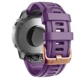 For Garmin Fenix 7S / 6S Pro / 5S Plus 20mm Rose Gold Buckle Silicone Watch Band(Purple)