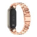 For Xiaomi Mi Band 8 Mijobs Three Bead Stainless Steel Watch Band(Rose Gold+Light Gold)