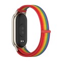 For Xiaomi Mi Band 8 Mijobs Breathable Nylon Loop Watch Band(Rainbow Light Gold)