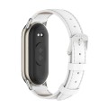 For Xiaomi Mi Band 8 Mijobs Genuine Leather Watch Band(White Silver)