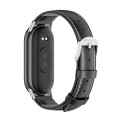 For Xiaomi Mi Band 8 Mijobs Genuine Leather Watch Band(Black Silver)