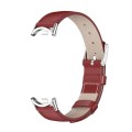 For Xiaomi Mi Band 8 Mijobs Genuine Leather Watch Band(Red Silver)