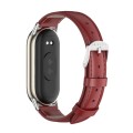For Xiaomi Mi Band 8 Mijobs Genuine Leather Watch Band(Red Silver)