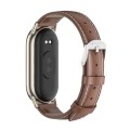 For Xiaomi Mi Band 8 Mijobs Genuine Leather Watch Band(Brown Light Gold)