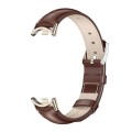 For Xiaomi Mi Band 8 Mijobs Genuine Leather Watch Band(Bamboo Coffee Light Gold)