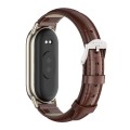 For Xiaomi Mi Band 8 Mijobs Genuine Leather Watch Band(Bamboo Coffee Light Gold)