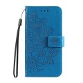 For Realme C67 4G Global 7-petal Flowers Embossing Leather Phone Case(Blue)