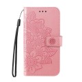 For Realme C67 4G Global 7-petal Flowers Embossing Leather Phone Case(Rose Gold)