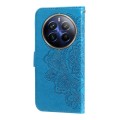 For Realme 12 Pro+ 7-petal Flowers Embossing Leather Phone Case(Blue)