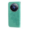 For Realme 12 Pro+ 7-petal Flowers Embossing Leather Phone Case(Green)