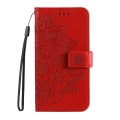 For Realme 12 Pro+ 7-petal Flowers Embossing Leather Phone Case(Red)