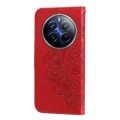 For Realme 12 Pro+ 7-petal Flowers Embossing Leather Phone Case(Red)
