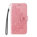 For Realme 12 Pro+ 7-petal Flowers Embossing Leather Phone Case(Rose Gold)