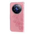 For Realme 12 Pro+ 7-petal Flowers Embossing Leather Phone Case(Rose Gold)