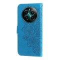 For Realme 12+ 7-petal Flowers Embossing Leather Phone Case(Blue)