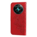 For Realme 12+ 7-petal Flowers Embossing Leather Phone Case(Red)