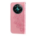 For Realme 12+ 7-petal Flowers Embossing Leather Phone Case(Rose Gold)