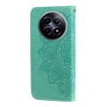 For Realme 12 5G 7-petal Flowers Embossing Leather Phone Case(Green)