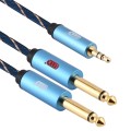 EMK 3.5mm Jack Male to 2 x 6.35mm Jack Male Gold Plated Connector Nylon Braid AUX Cable for Computer