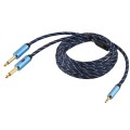 EMK 3.5mm Jack Male to 2 x 6.35mm Jack Male Gold Plated Connector Nylon Braid AUX Cable for Computer