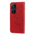 For Honor Play 50 Plus 7-petal Flowers Embossing Leather Phone Case(Red)