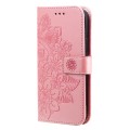 For Honor Play 50 Plus 7-petal Flowers Embossing Leather Phone Case(Rose Gold)