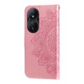 For Honor Play 50 Plus 7-petal Flowers Embossing Leather Phone Case(Rose Gold)